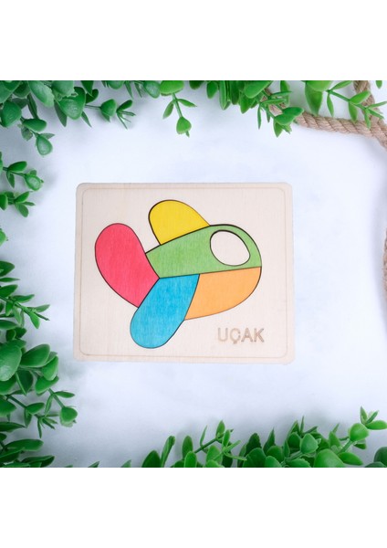 Ahşap Uçak Figürlü Puzzle
