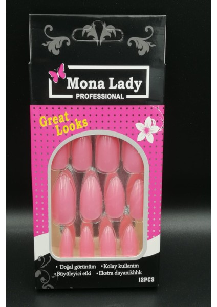 12'li Pembe Takma Tırnak Yapıştırıcı HEDIYELI-KISA-126-2 modelleri