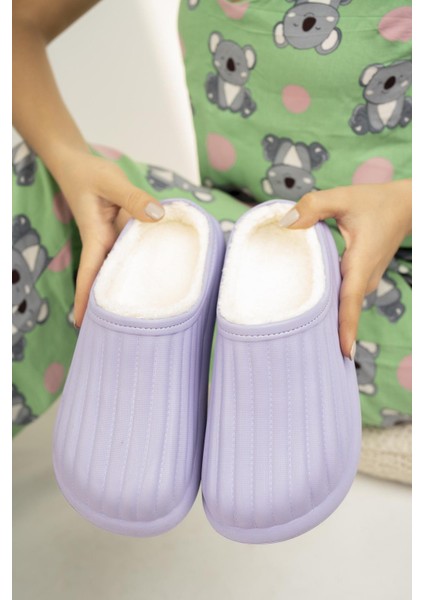 Flora Kapalı Içi Yünlü Unisex Ev Terliği Kışlık Terlik