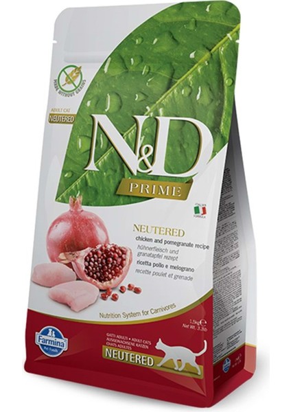 Prime 1.5 kg Tavuklu Narlı Tahılsız Kısır Kedi Maması