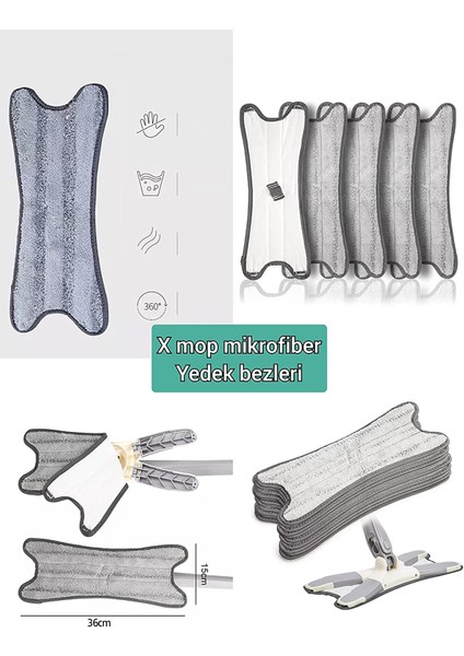 Yedek Bez x Mop Yedek Bezi 4 Adet Mikrofiberli