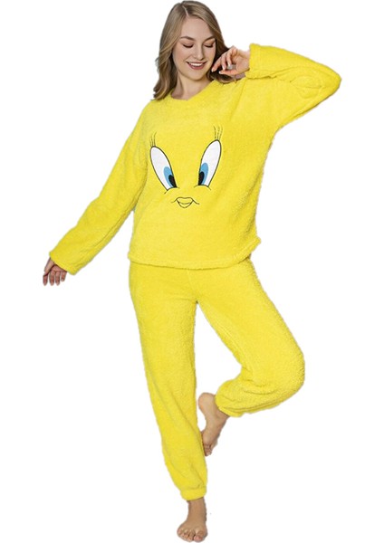 Dkit Boutique Kadın Tweety Peluş Pijama Takım