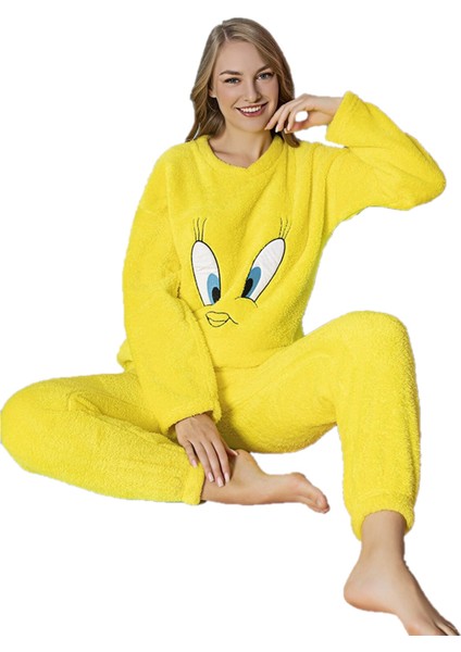 Dkit Boutique Kadın Tweety Peluş Pijama Takım