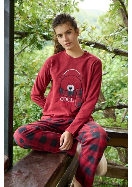 Kadın Kışlık Polar Uzun Kol Pijama Takımı