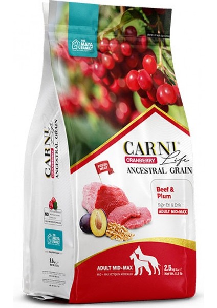 Life Cranberry Sığır Eti ve Erikli Yetişkin Köpek Maması 2,5 kg