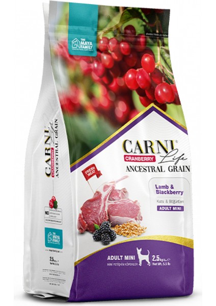 Life Cranberry Kuzu Eti ve Böğürtlenli Mini Irk Yetişkin Köpek Maması 2,5 kg