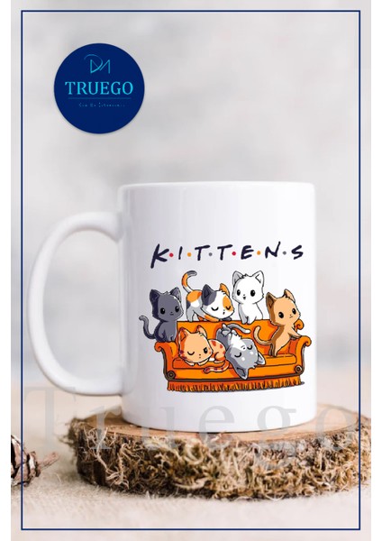 Baskılı Kupa Bardak Seramik Mug - Cat Friends