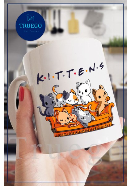 Baskılı Kupa Bardak Seramik Mug - Cat Friends