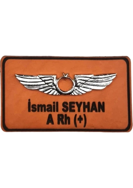 Seyhan Askeri Malzeme Deri Metal Rozetli Pilot Isimliği Tulum Isimlik - Deri Isimlik - Pilot Isimlik