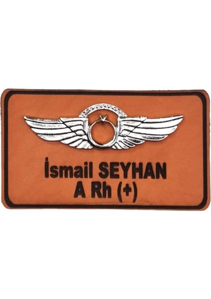 Deri Metal Rozetli Kıdemli Pilot Isimliği Tulum Isimlik - Deri Isimlik - Pilot Isimlik