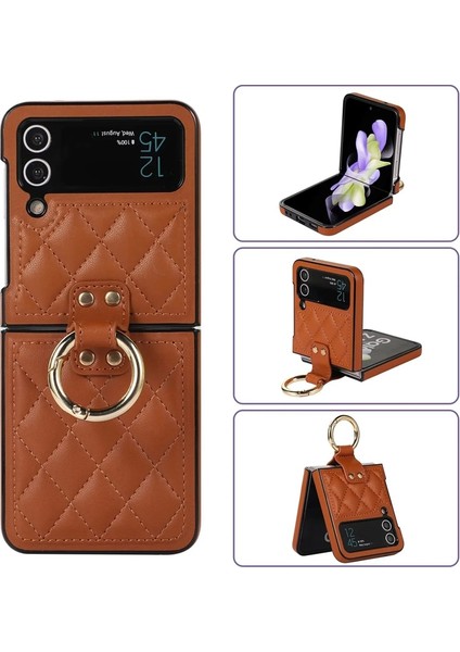 For Samsung Galaxy Z Flip 3 Yüzük Elmas Kafes Cep Telefonu Kılıfları Kılıfı