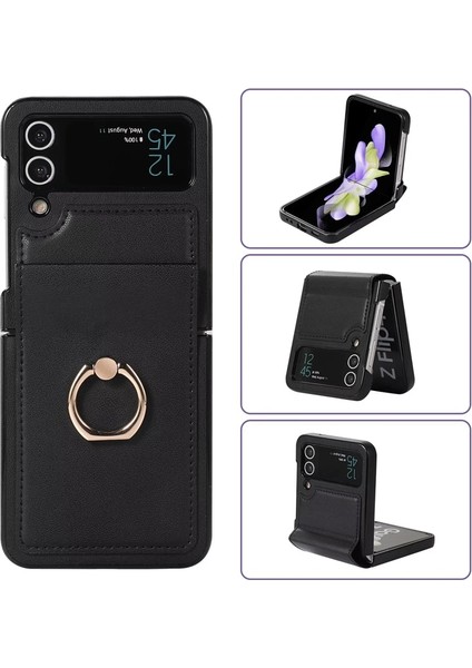 For Samsung Galaxy Z Flip 4 Yüzük Koyu Renk Her Şey Dahil Cep Telefonu Kılıfları Kılıfı