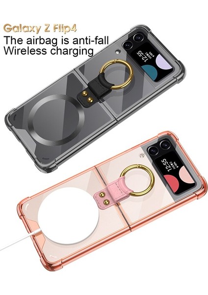 Uygulanan Samsung Galaxy Z Flip 3 Manyetik Halka Şeffaf Hava Yastığı Cep Telefonu Kılıfları Kılıfı modelleri