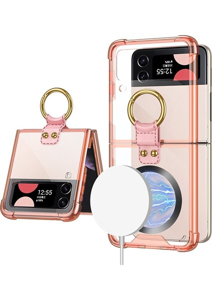 Uygulanan Samsung Galaxy Z Flip 3 Manyetik Halka Şeffaf Hava Yastığı Cep Telefonu Kılıfları Kılıfı