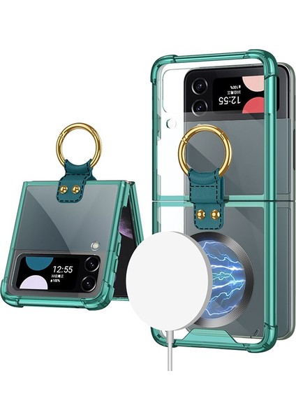 Uygulanan Samsung Galaxy Z Flip 3 Manyetik Halka Şeffaf Hava Yastığı Cep Telefonu Kılıfları Kılıfı