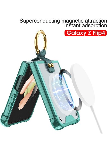 Uygulanan Samsung Galaxy Z Flip 4 Manyetik Halka Şeffaf Hava Yastığı Cep Telefonu Kılıfları Kılıfı fırsatları