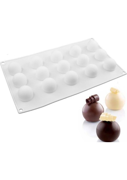 Profesyonel 15 Li Yarım Küre Silikon Pasta Kek Kalıbı