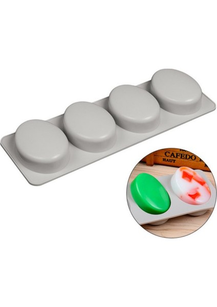 4 Lü Oval Silikon Sabun Mum Kalıbı