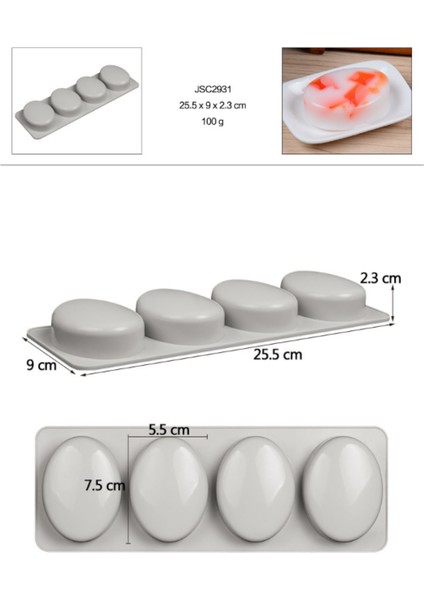 4 Lü Oval Silikon Sabun Mum Kalıbı