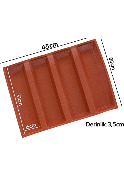 Delikli 4 Oluklu Silikon Ekmek Baton Sandviç Kalıbı fiyatları