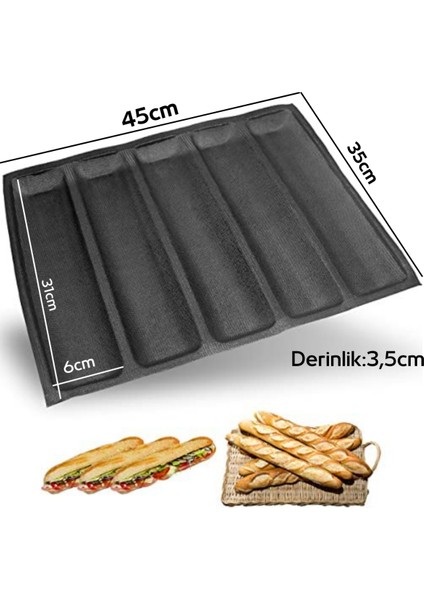 Delikli 5 Oluklu Silikon Ekmek Baton Sandviç Kalıbı fiyatları