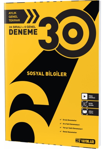 Hız Yayınları 6. Sınıf Sosyal Bilgiler Deneme