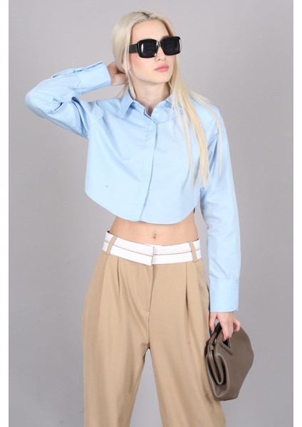 Mad Girls Mavi Kısa Gömlek MG1382