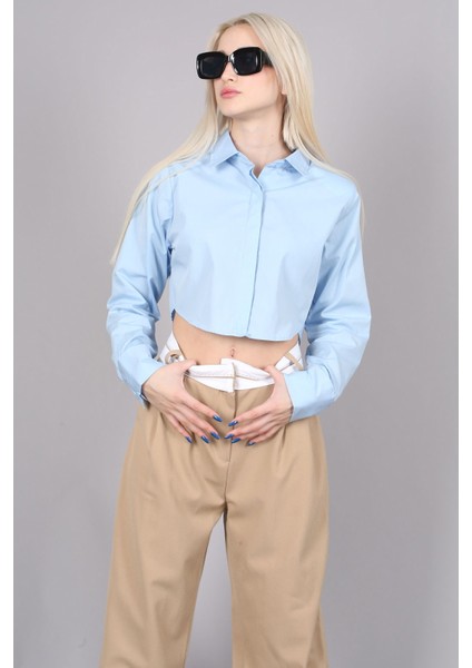 Mad Girls Mavi Kısa Gömlek MG1382 fiyatları