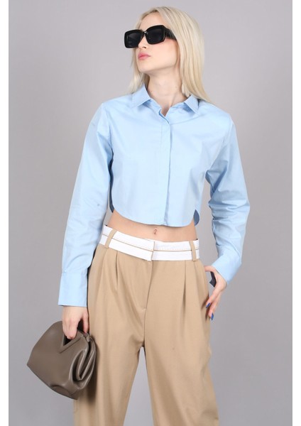 Mad Girls Mavi Kısa Gömlek MG1382 fırsatları