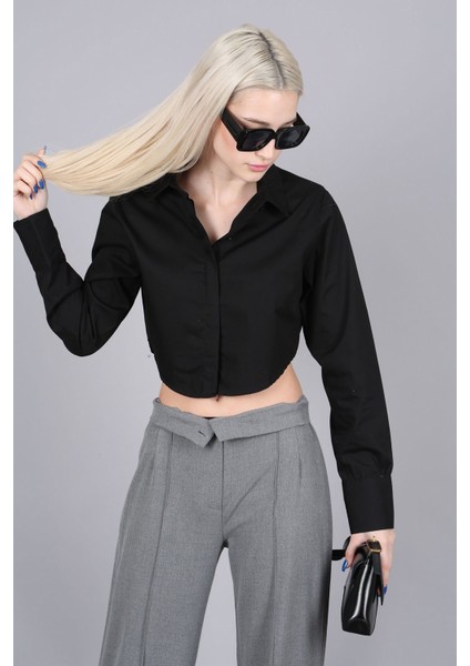 Mad Girls Siyah Kısa Gömlek MG1382 fiyatları