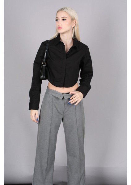 Mad Girls Siyah Kısa Gömlek MG1382 fırsatları