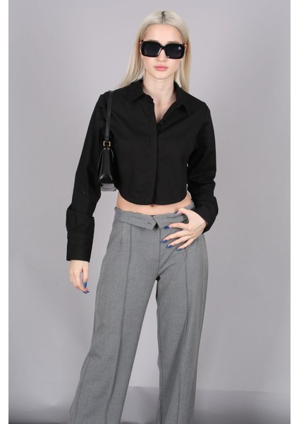 Mad Girls Siyah Kısa Gömlek MG1382 indirimleri