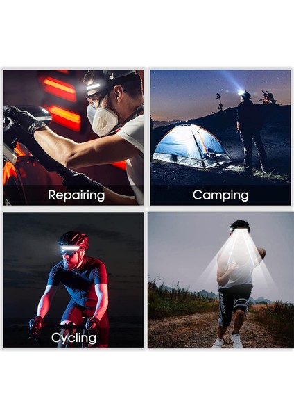 Dahili Pil El Feneri ile Indüksiyon Far Cob LED Kafa Lambası 5 Aydınlatma Modu Kafa Işığı (Yurt Dışından) indirimleri