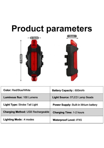 Dağ Bisikleti Güvenlik Uyarısı Ön ve Arka Yanıp Sönen Işık (Yurt Dışından) fiyatları