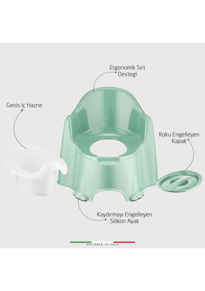Tuvalet Eğitimi Için Taşınabilir Bebek Lazımlık Yeşil