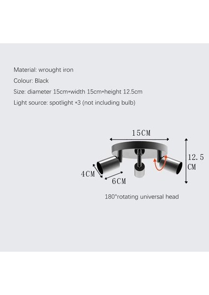 15 cm Kare Spot, 220 V Spot * 3 Döndürebilir Yukarı ve Aşağı Döndürür Ferforje Tavan Lambası, Yatak Odası Koridor Balkon Koridor Koridor Tavan Işık(Yurt Dışından) fırsatları