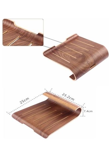 Vogue Ahşap Laptop Soğutma Pedi Standı Ahşap Soğutucu Tutucu Braketi Dock Evrensel MacBook Air Pro Retina Için iPad Için | Telefon Sahipleri ve standları (Siyah) modelleri