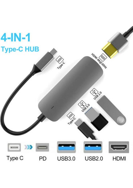 Pd Tip C Hub Pd USB Multiport Adaptörü USB C HDMI 4K UHD Converter Port Hub'a