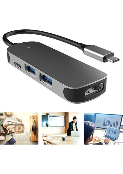 Pd Tip C Hub Pd USB Multiport Adaptörü USB C HDMI 4K UHD Converter Port Hub'a