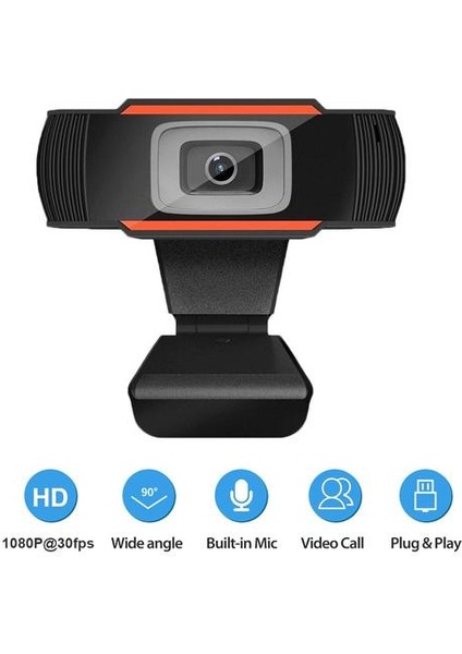 Yüksek Çözünürlüklü Otomatik Netleme Bilgisayar USB Kamera Pc Dizüstü Masaüstü Için Masaüstü 1080 P Webcam Pc Kamerada Dahili Web Kamerası Mikrofon Webcam | Webcam (1080P)