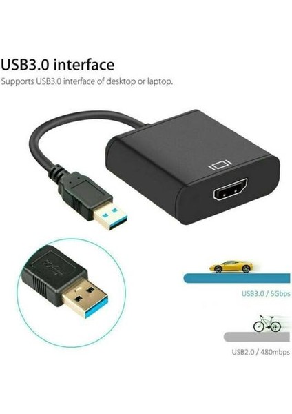 Hd 1080 P HDMI USB 3.0 Video Kablosu Adaptörü Dönüştürücü Bilgisayar Hdtv LCD Tv Için(Yurt Dışından)