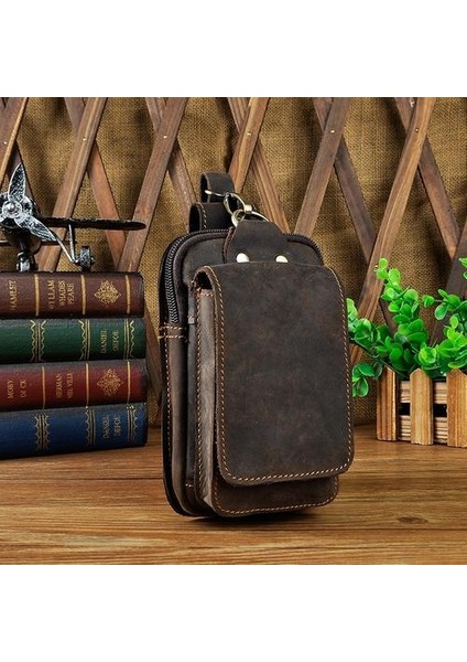 Gerçek Deri Erkekler Rahat Tasarım Küçük Bel Çantası Inek Derisi Moda Kanca Bum Çanta Bel Kemeri Paketi Sigara Durumda 5.5 "telefon Kılıfı | Bel Paketleri
