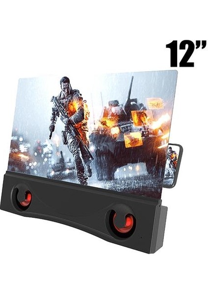 12 "hd 3D Bluetooth Telefon Ekran Büyüteç Stereo Hoparlör Hd Video Amplifikatör Evrensel Cep Telefonu Için Gücü