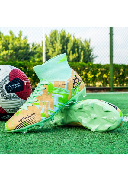 Erkek Krampon Yüksek Kaliteli Futbol Ayakkabısı Ag Football Sneaker Futsal Antrenman Ayakkabısı Yeşil(Yurt Dışından)