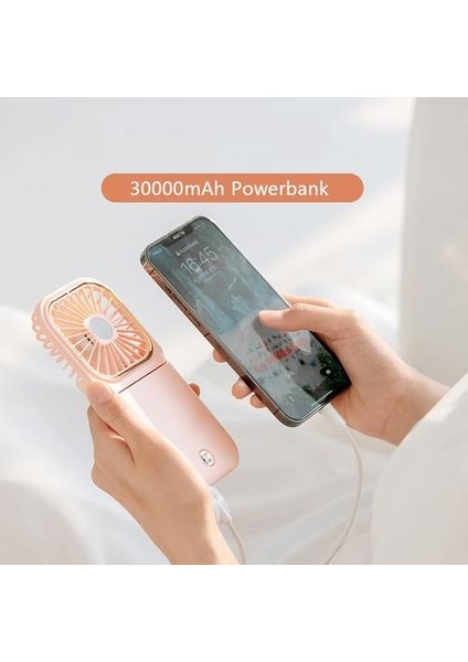 1 Adet 3000 Mah Güç Bankası, Mini Güç Bankası, Katlanabilir Boyun Fan, Cep Telefonu Tutucu, Taşınabilir Şarj Cihazı | USB Gadget'lar