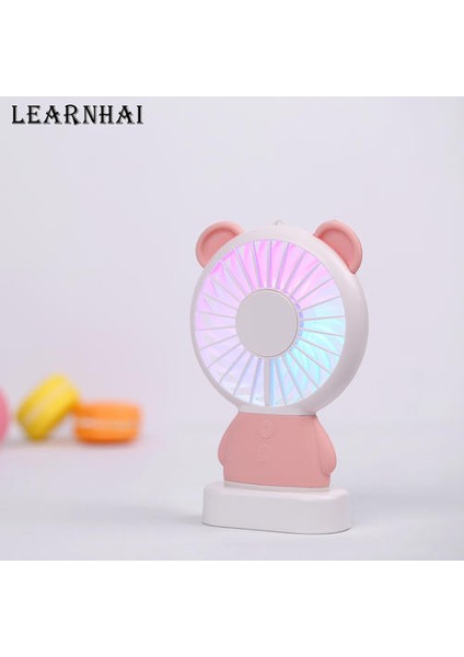 Taşınabilir Şarj Edilebilir USB Fan 2 Hız Mini Yedi Renkli Soğutma Fanı Ev ve Açık Için LED Işık | Hayranları (Pembe)