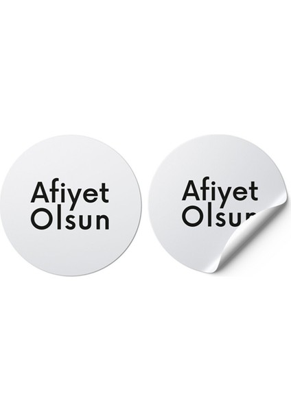 Kuşe Sticker 4x4 cm 70 Adet Afiyet Olsun Beyaz Zemin