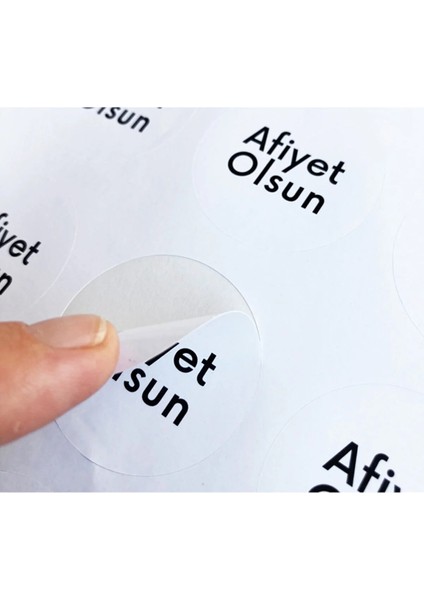Kuşe Sticker 4x4 cm 70 Adet Afiyet Olsun Beyaz Zemin fiyatları