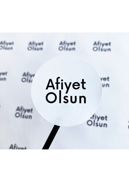 Kuşe Sticker 4x4 cm 70 Adet Afiyet Olsun Beyaz Zemin modelleri