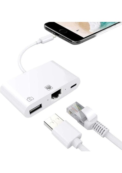 iPhone iPad Lightning Gigabit Ethernet Kamera Şarj Adaptörü NK107